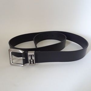 Tommy Hilfiger Black Dress Belt with Silver Buckle